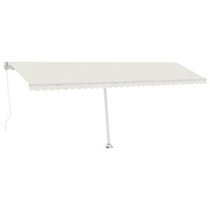 vidaXL Toldo manual com LED solar 6 x 3 m Creme 100% Poli&eacute;ster