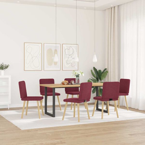 vidaXL Cadeiras de jantar 6 pcs tecido vermelho-tinto