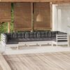 vidaXL 7 pcs conjunto lounge de jardim c/ almofad&otilde;es pinho branco
