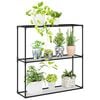 vidaXL Suporte para Plantas de 3 Andares Preto 100 x 32 x 102 cm A&ccedil;o