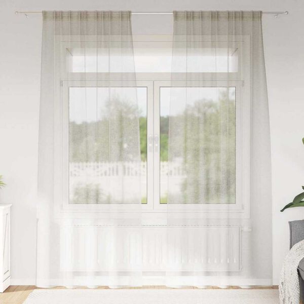 vidaXL Cortina de Voile 2 pcs Creme 225 x 140 cm Poli&eacute;ster