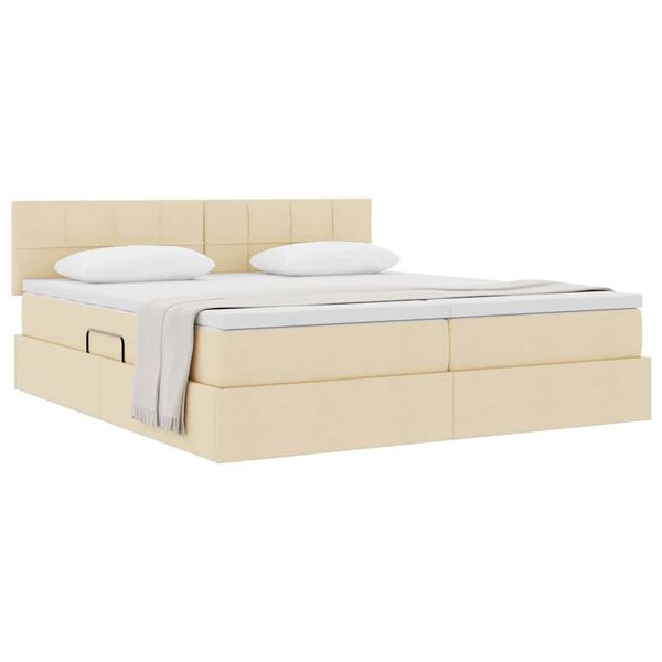 vidaXL Cama com Armazenamento Creme 180 x 200 cm Couro Sint&eacute;tico