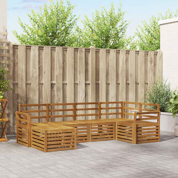 vidaXL Conjuntos de sof&aacute;s 6 pcs Natural Madeira S&oacute;lida de Ac&aacute;cia