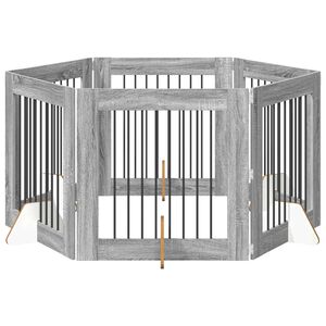 vidaXL Port&atilde;o de C&atilde;o com Suportes 6 pcs Sonoma Cinzento 80 x 80 cm