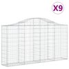 vidaXL Cestos gabi&atilde;o arqueados 9pcs 200x30x100/120cm ferro galvanizado