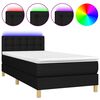 vidaXL Cama box spring c/ colchão e LED 90x200 cm tecido preto
