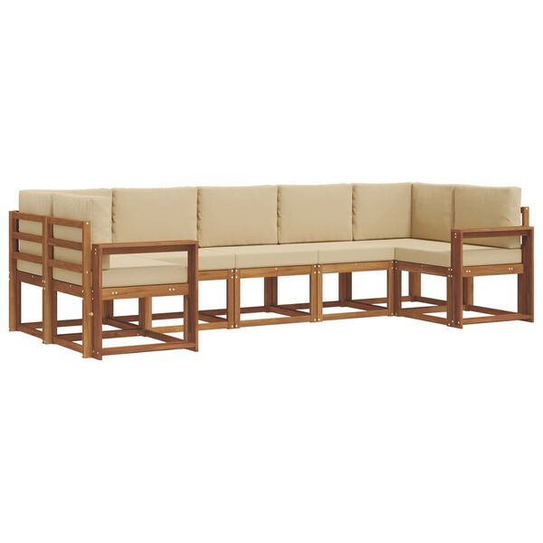 vidaXL Conjunto de Sof&aacute;s para Exterior 7 pcs Natural e Bege