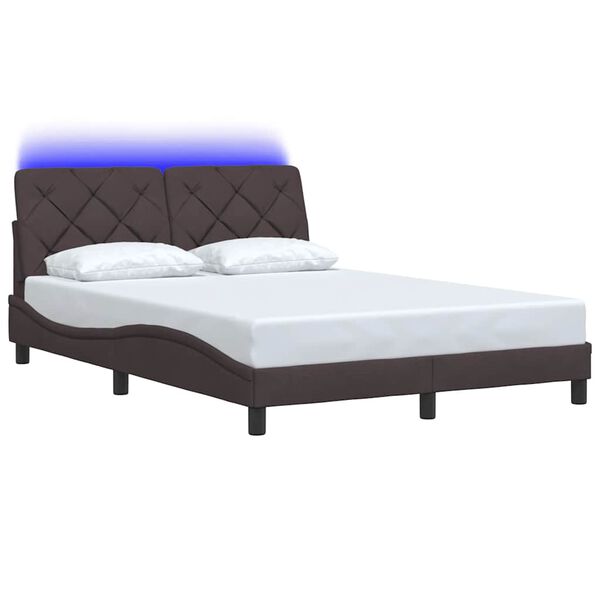 vidaXL Estrutura de cama com LED sem colch&atilde;o 140x190 cm tecido