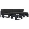 vidaXL 4 pcs conj. lounge paletes c/ almofad&otilde;es pinho impregnado preto