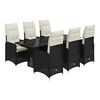 vidaXL 7 pcs conjunto de bistr&ocirc; p/ jardim c/ almofad&otilde;es vime PE preto