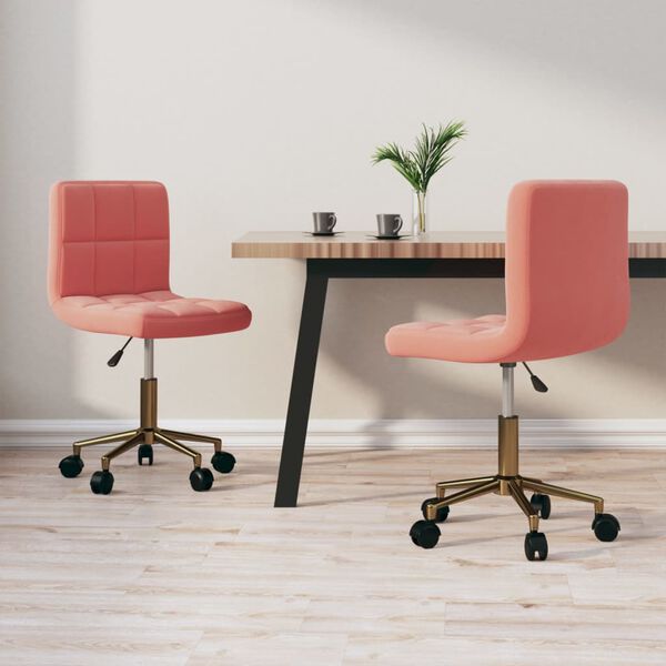 vidaXL Cadeiras de jantar girat&oacute;rias 2 pcs veludo rosa