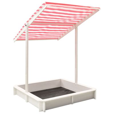 vidaXL Caixa de areia c/ telhado ajustável abeto UV50 branco/vermelho