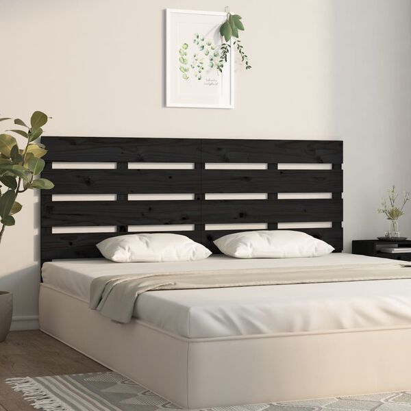 vidaXL Cabeceira de cama 180x3x80 cm pinho maci&ccedil;o preto