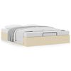 vidaXL Estrutura cama otomana sem colch&atilde;o 140x190 cm tecido cor creme