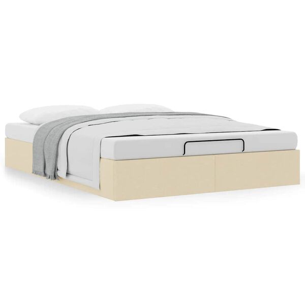 vidaXL Estrutura cama otomana sem colch&atilde;o 140x190 cm tecido cor creme