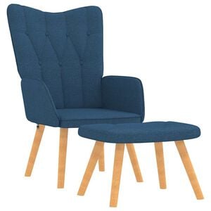 vidaXL Cadeira de descanso com banco tecido azul