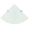 vidaXL Prateleira canto, suportes cromados, vidro branco 35x35cm