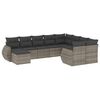 vidaXL 10 pcs conjunto sof&aacute;s de jardim c/ almofad&otilde;es vime PE cinzento