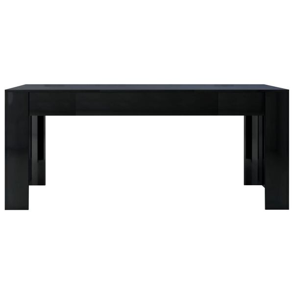vidaXL Mesa de jantar 180x90x76 cm contraplacado preto brilhante