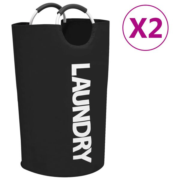 vidaXL Separador de roupa suja 2 pcs preto