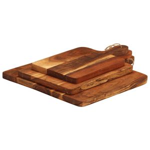 vidaXL T&aacute;bua de cortar 3 pcs madeira de ac&aacute;cia maci&ccedil;a