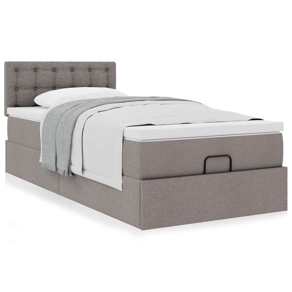 vidaXL Cama otomana com colch&atilde;o 90x200 cm tecido cinza