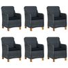 vidaXL 7 pcs conj. jantar exterior c/ almofad&otilde;es vime PE cinza-escuro