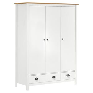 vidaXL Roupeiro 3 portas Hill 127x50x170 cm pinho maci&ccedil;o branco
