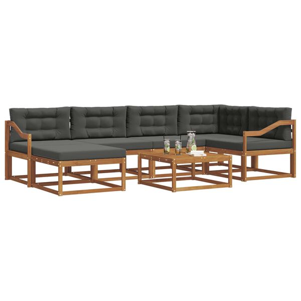 vidaXL Conjunto de Sof&aacute;s para Exterior 7 pcs Natural e Antracite