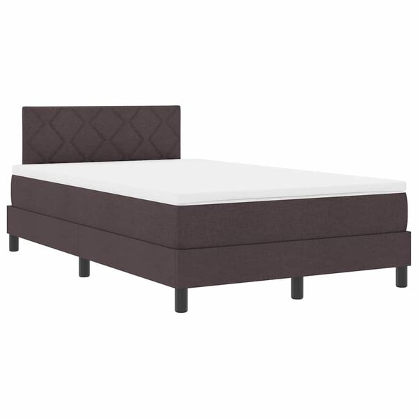 vidaXL Cama Box com colch&atilde;o com led Marrom Escuro 120 x 200 cm tecido