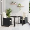 vidaXL Conjunto de Jantar para Jardim 3 pcs Preto Rattan Sintético