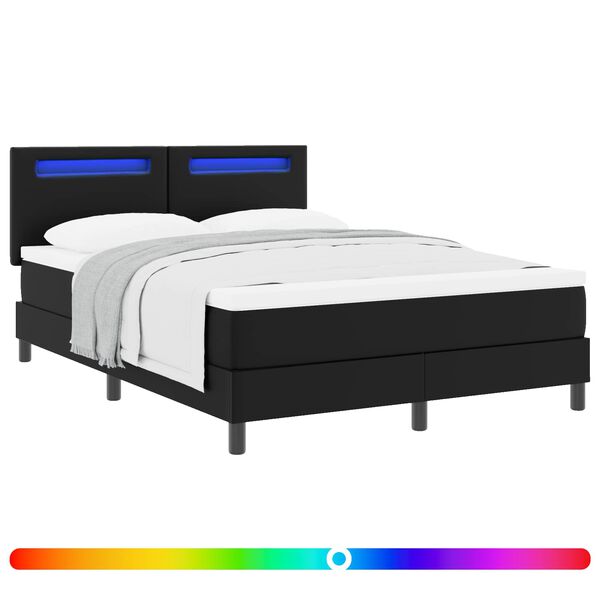 vidaXL Cama Box com colch&atilde;o Preto 140 x 190 cm Couro sint&eacute;tico