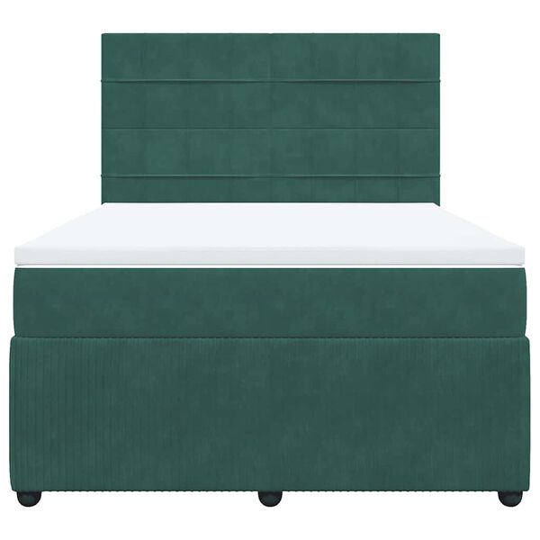 vidaXL Cama com molas/colch&atilde;o 160x200 cm veludo verde-escuro