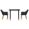 vidaXL Conjunto de Jantar para Jardim com almofada 3 pcs Preto vime PE