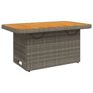 vidaXL Mesa de jardim 90x55x71 cm vime PE e madeira de acácia cinzento