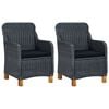 vidaXL Cadeiras de jardim c/ almofad&otilde;es 2 pcs vime PE cinzento-escuro