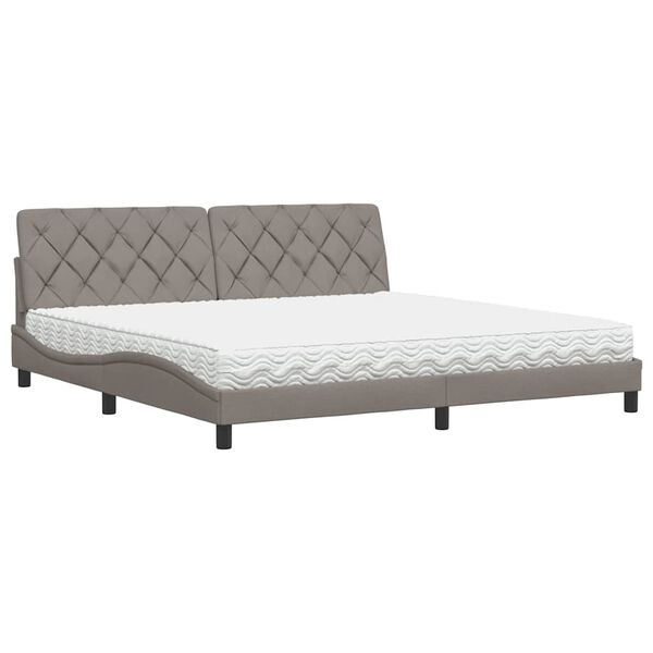 vidaXL Cama com colch&atilde;o 200x200 cm tecido cinzento-acastanhado