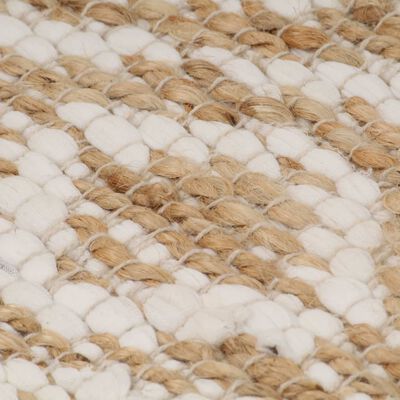 vidaXL Tapete de juta tecido à mão 120x180 cm natural e branco