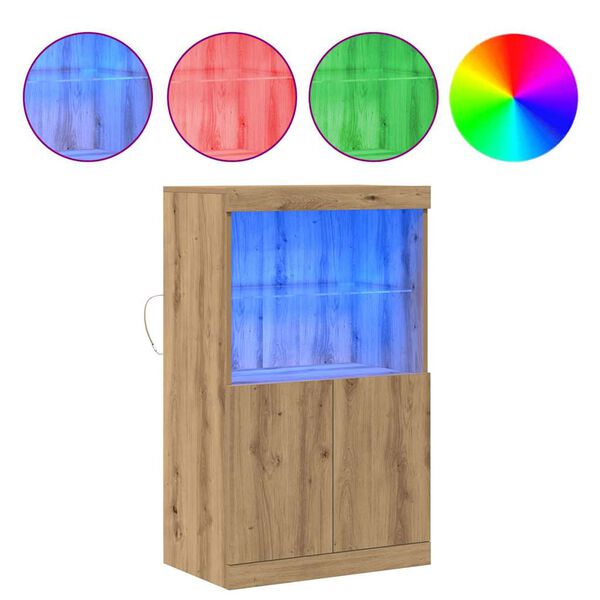 vidaXL Aparador LED Castanho 60 x 37 x 100 cm Madeira processada