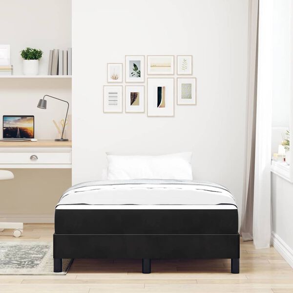 vidaXL Cama Box com colch&atilde;o Preto 120 x 220 cm tecido