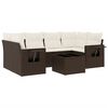 vidaXL 7 pcs conjunto de sof&aacute;s jardim c/ almofad&otilde;es vime PE castanho
