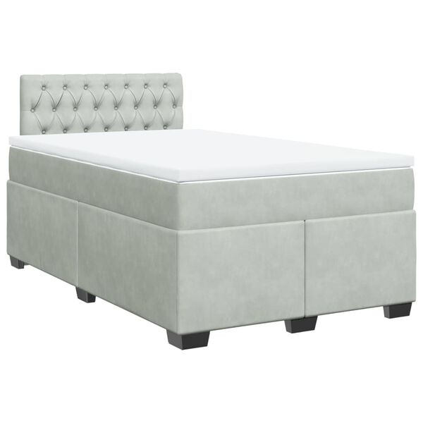 vidaXL Cama boxspring c/ colch&atilde;o 120x200 cm veludo cinzento-claro
