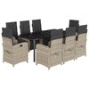 vidaXL 9 pcs conjunto de jantar p/ jardim c/ almofad&otilde;es cinzento claro