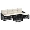 vidaXL Conjunto de Sof&aacute; de Jardim 6 unid. Preto vime PE