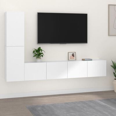 vidaXL Conjunto móveis de TV 4 pcs madeira processada branco
