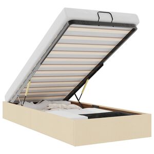 vidaXL Estrutura de cama otomana sem colch&atilde;o 100x200 cm tecido creme