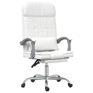 vidaXL Cadeira escrit&oacute;rio massagens reclin&aacute;vel couro artificial branco