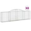 vidaXL Cestos gabi&atilde;o arqueados 8 pcs 300x30x80/100cm ferro galvanizado