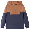 Sweatshirt para crian&ccedil;a com capuz e meio fecho antracite/conhaque 92