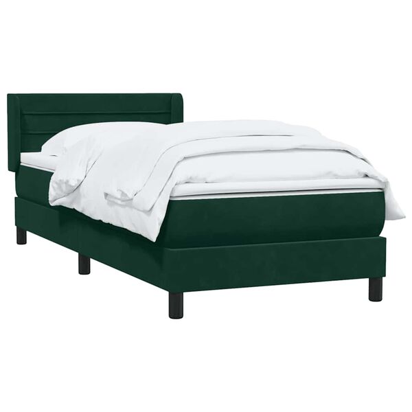 vidaXL Cama com molas/colch&atilde;o verde-escuro 90x210 cm veludo